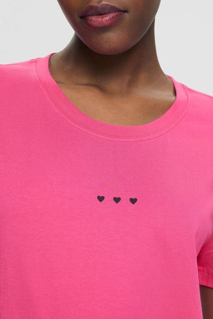 T-shirt with heart print, PINK FUCHSIA, detail image number 2