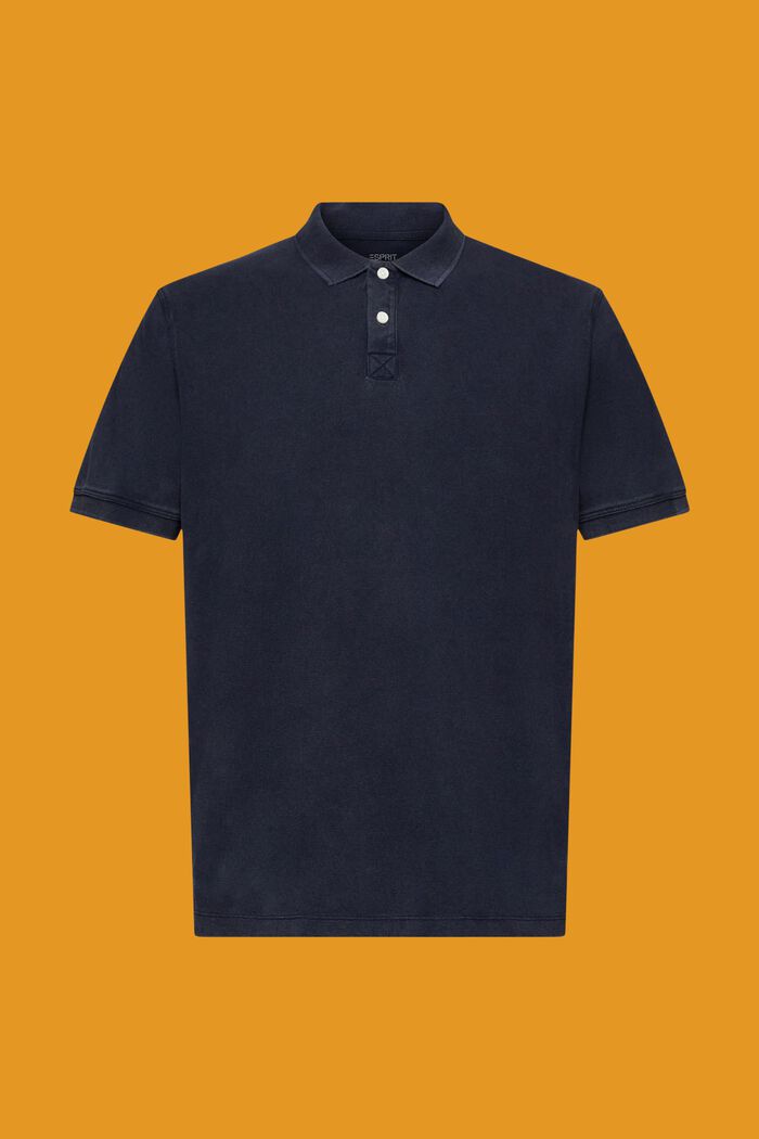 Stone-washed cotton pique polo shirt, NAVY, detail image number 5