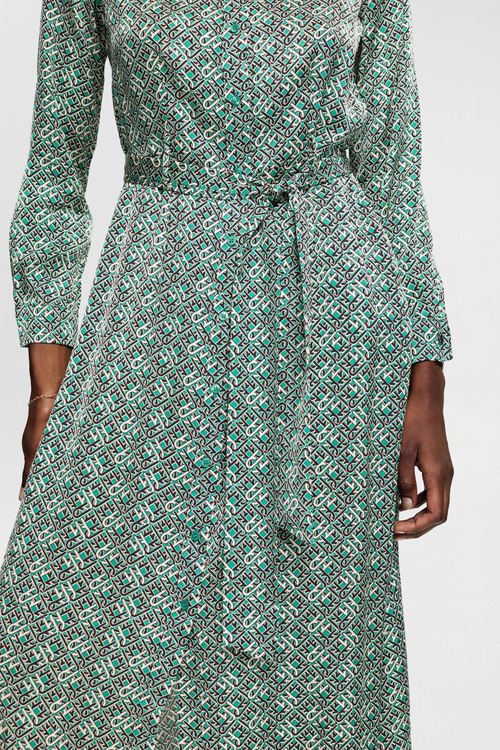 Patterned satin dress, EMERALD GREEN, detail image number 2