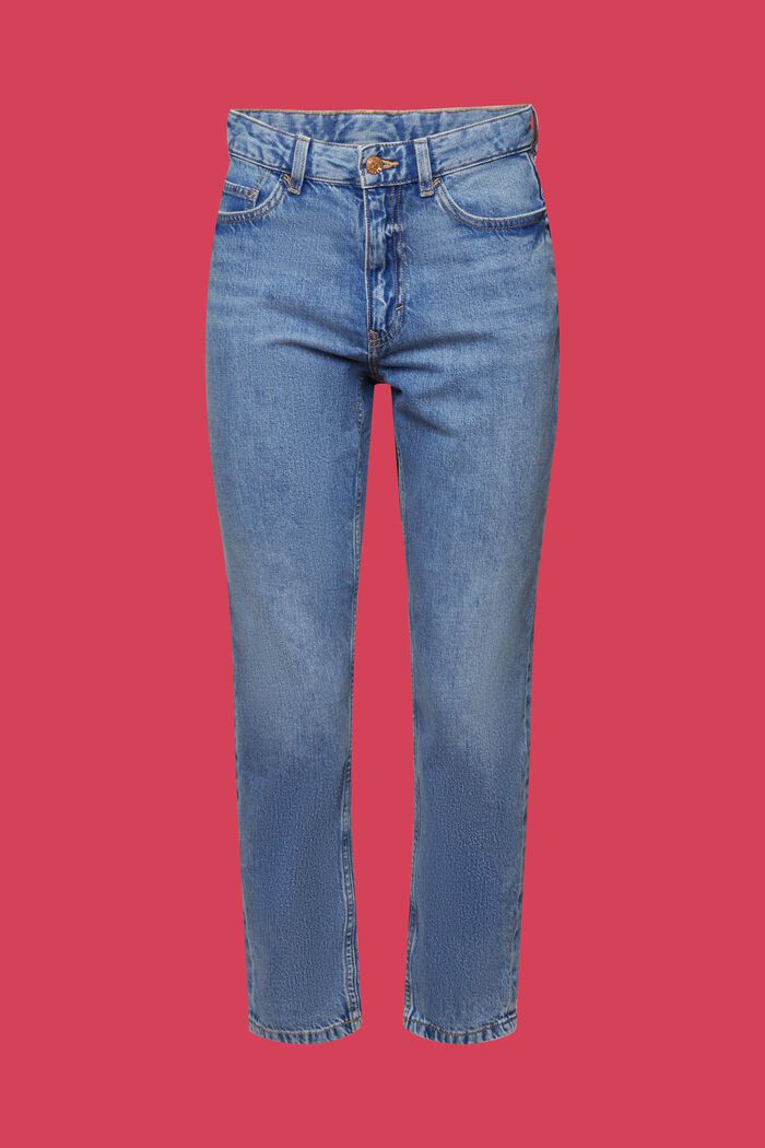 ESPRIT - High-rise mom fit jeans, cotton blend at our online shop