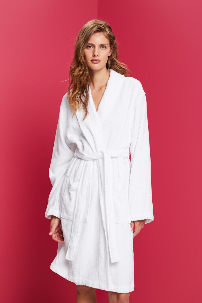 Unisex bathrobe, 100% cotton, WHITE, detail image number 0