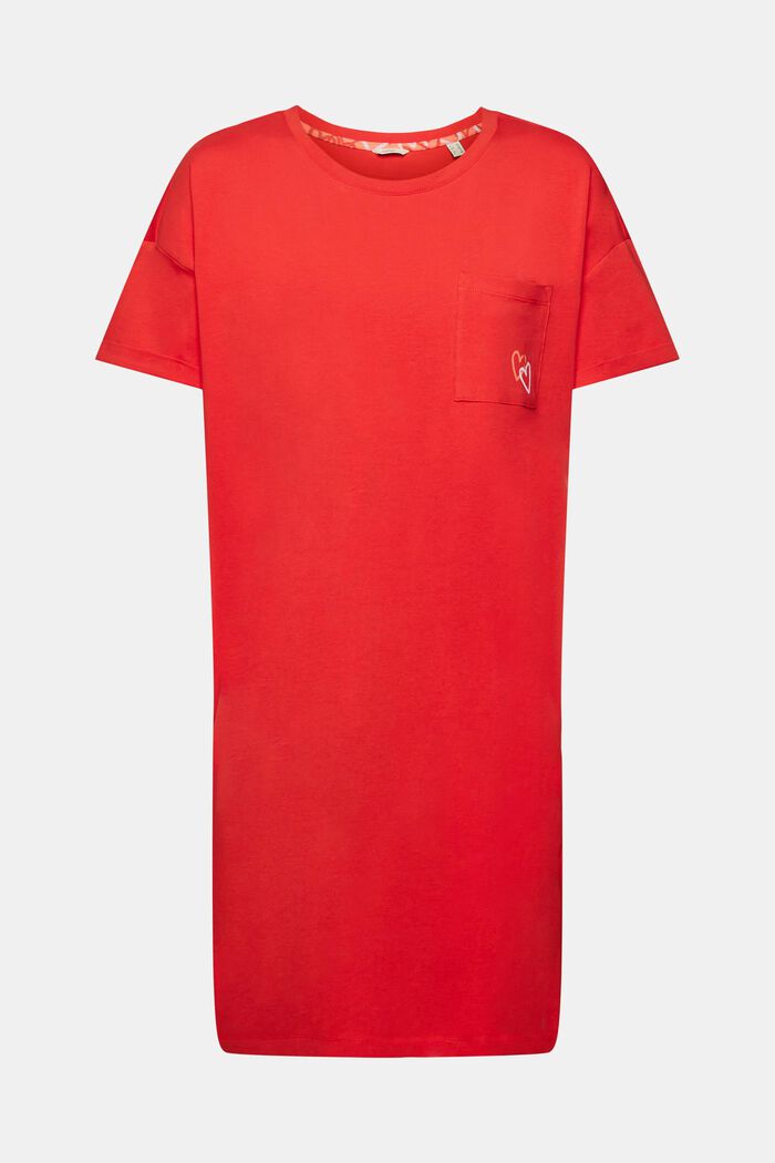 Nightshirt with chest pocket, RED, detail image number 5