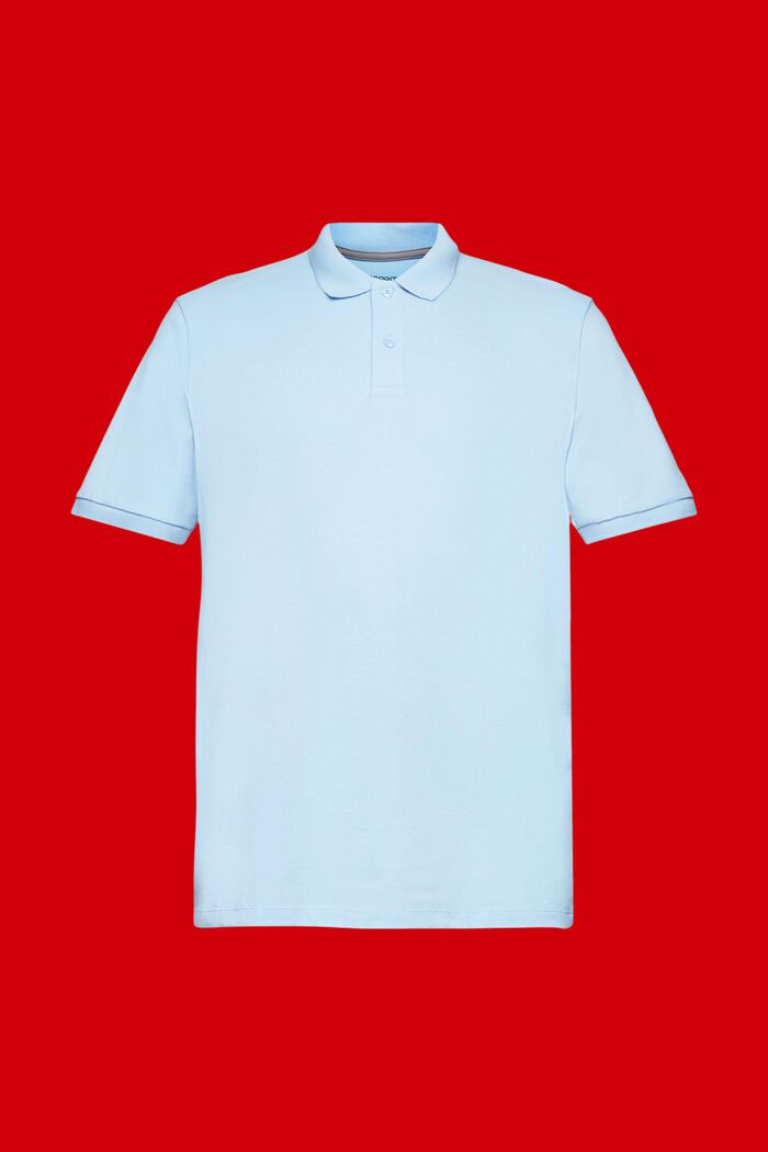 Slim fit cotton pique polo shirt, LIGHT BLUE, detail image number 6
