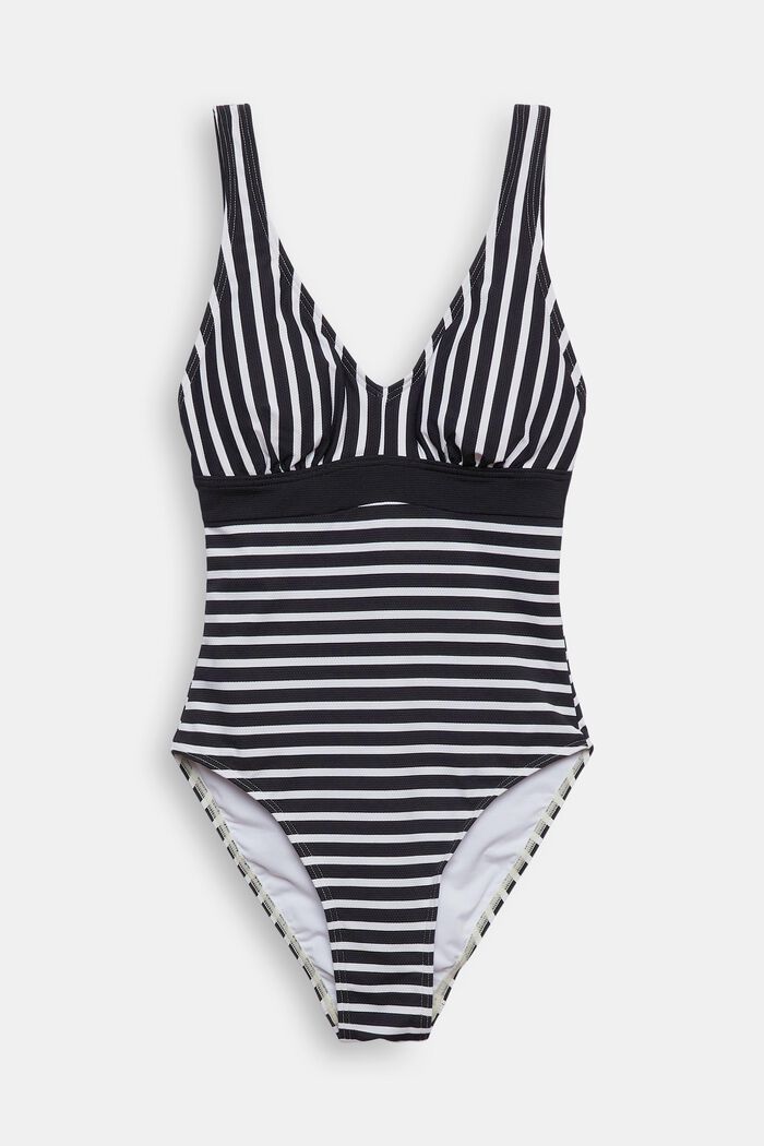 Striped swimsuit, BLACK, detail image number 4