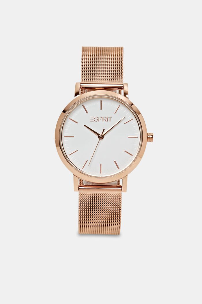 Stainless steel watch with a mesh strap, ROSEGOLD, detail image number 0