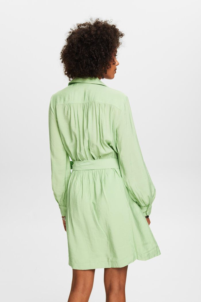 Crinkled Wrap Mini Dress, LIGHT GREEN, detail image number 3