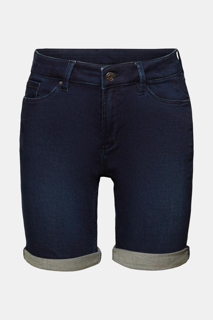 Denim shorts made of blended organic cotton, BLUE RINSE, detail image number 6