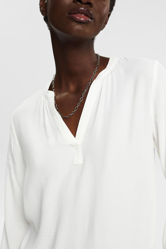 V-neck blouse of LENZING™ and ECOVERO™ viscose, OFF WHITE, detail image number 2