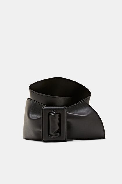 Wide faux leather waist belt