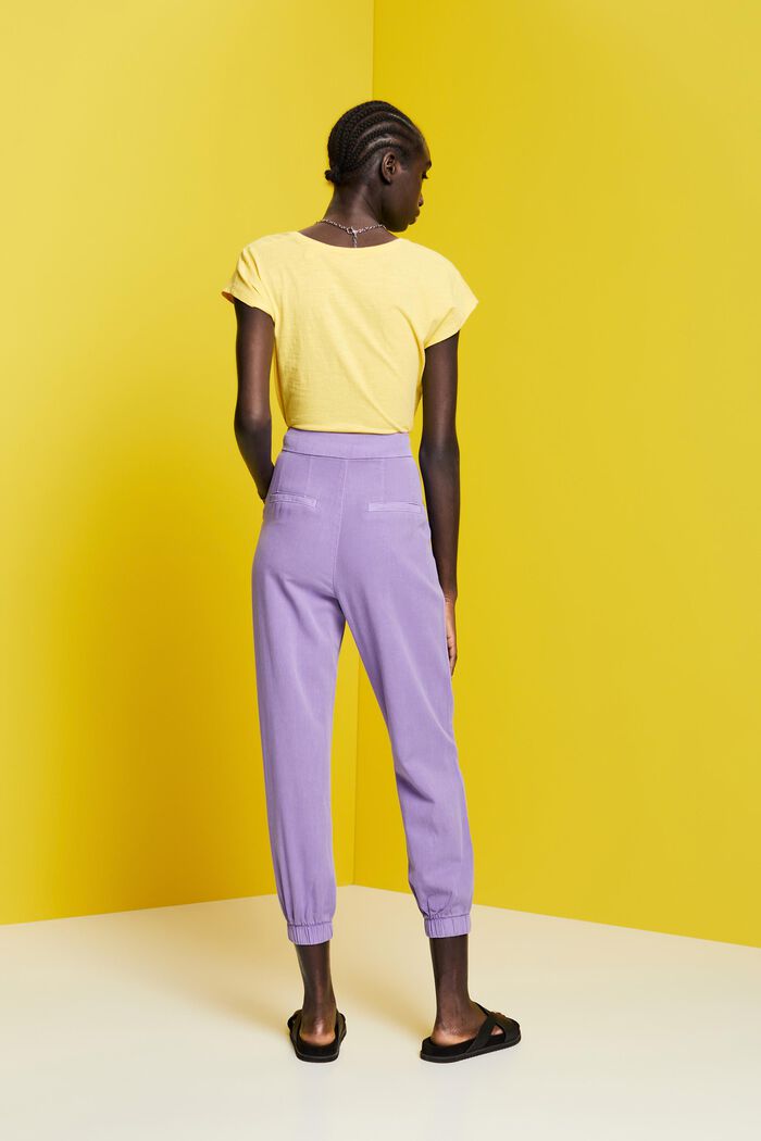 High-rise sporty twill trousers, PURPLE, detail image number 3