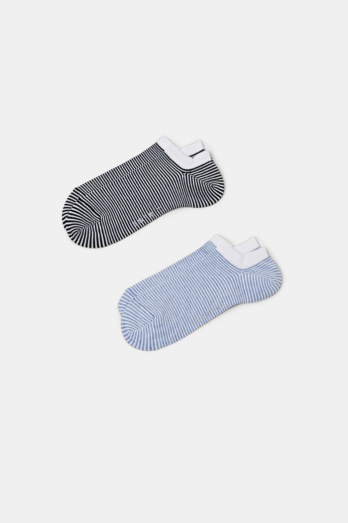 2-Pack Striped Ankle Socks, BLACK/BLUE, detail image number 0