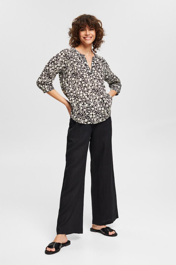 Patterned blouse with 3/4 sleeves, BLACK, detail image number 1