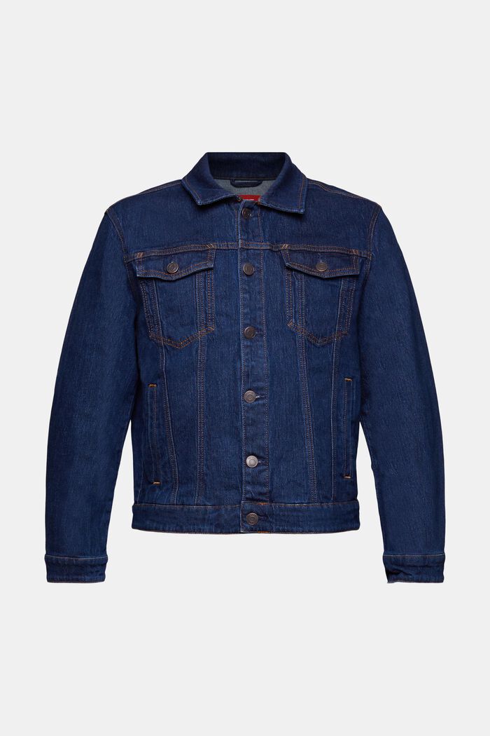 Jeans trucker jacket, stretch cotton, BLUE DARK WASHED, detail image number 6