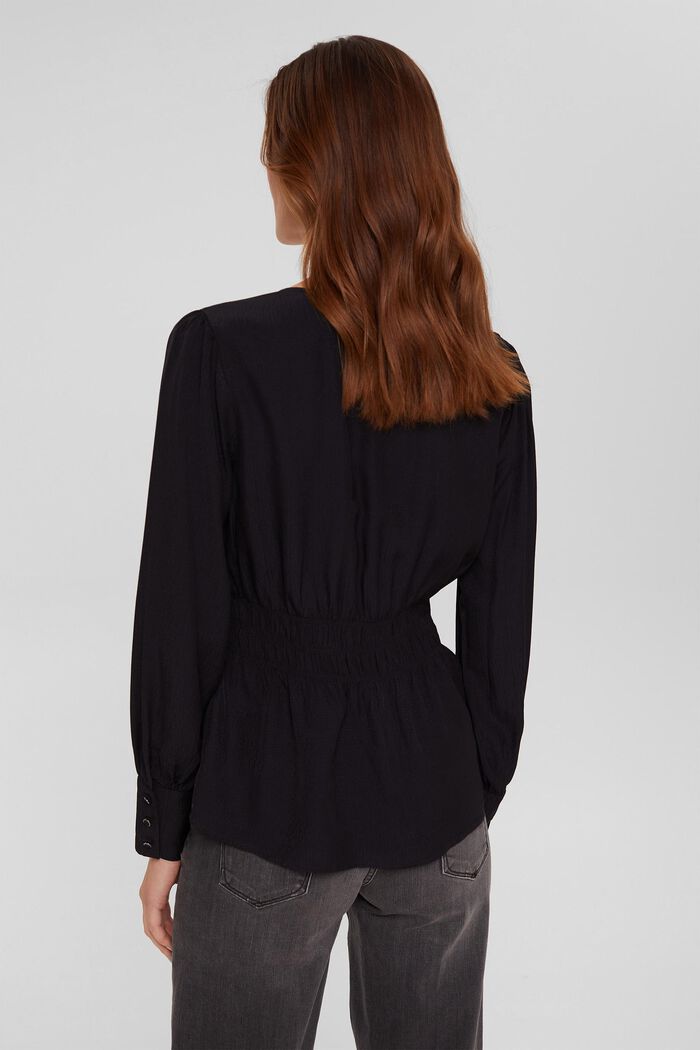 Wrap-over effect blouse, LENZING™ ECOVERO™, BLACK, detail image number 3