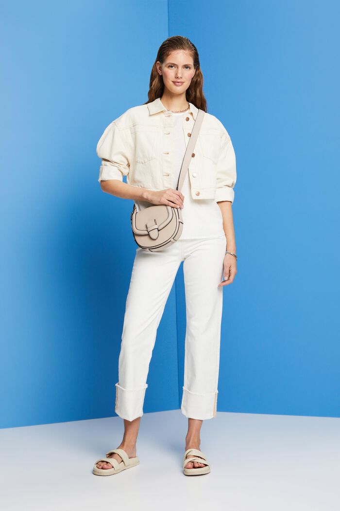 Short sleeve blouse, cotton-linen blend, OFF WHITE, detail image number 1