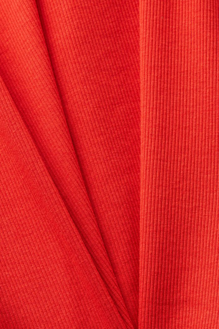 Lace Rib-Knit Jersey Top, RED, detail image number 5