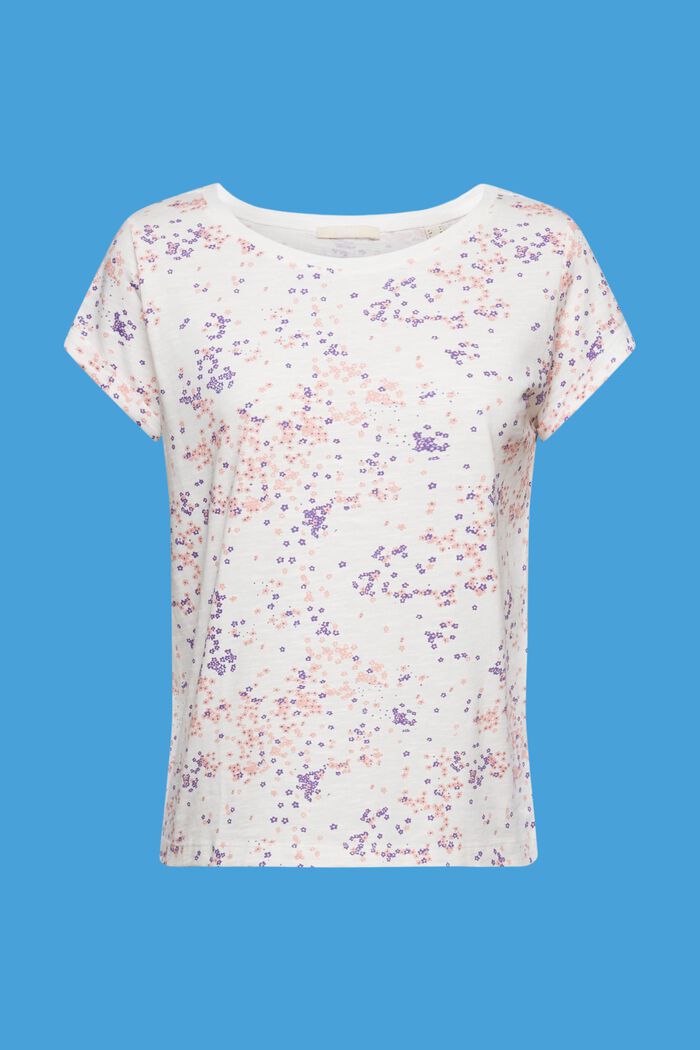 Cotton t-shirt with floral print, OFF WHITE, detail image number 5