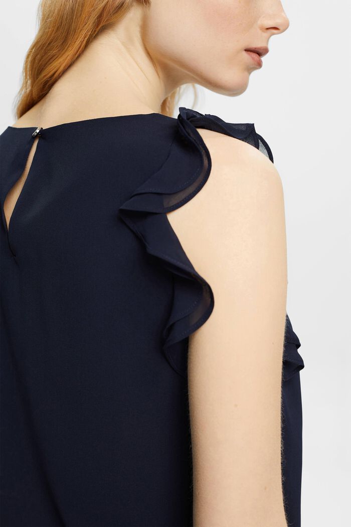 Chiffon blouse with ruffles, NAVY, detail image number 2
