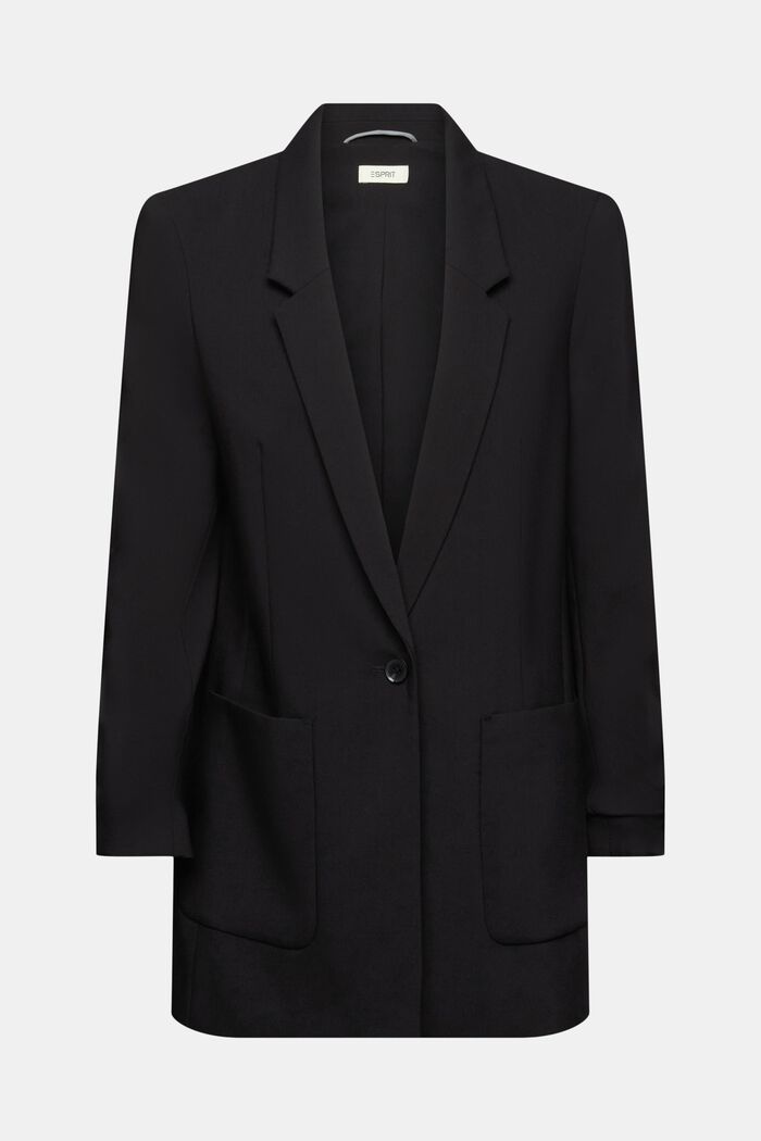Ruched sleeve blazer, BLACK, detail image number 5