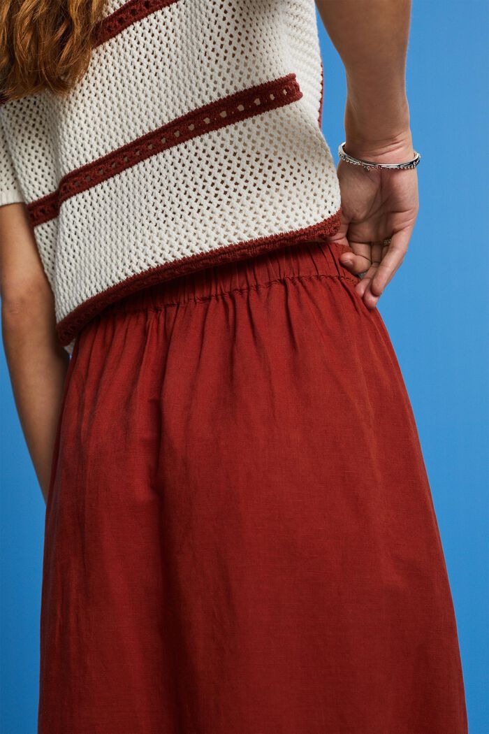 Midi skirt, linen-cotton blend, TERRACOTTA, detail image number 4