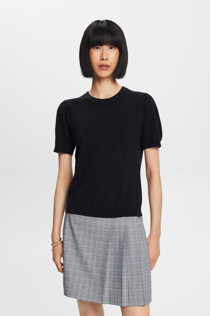 With cashmere: short sleeve jumper