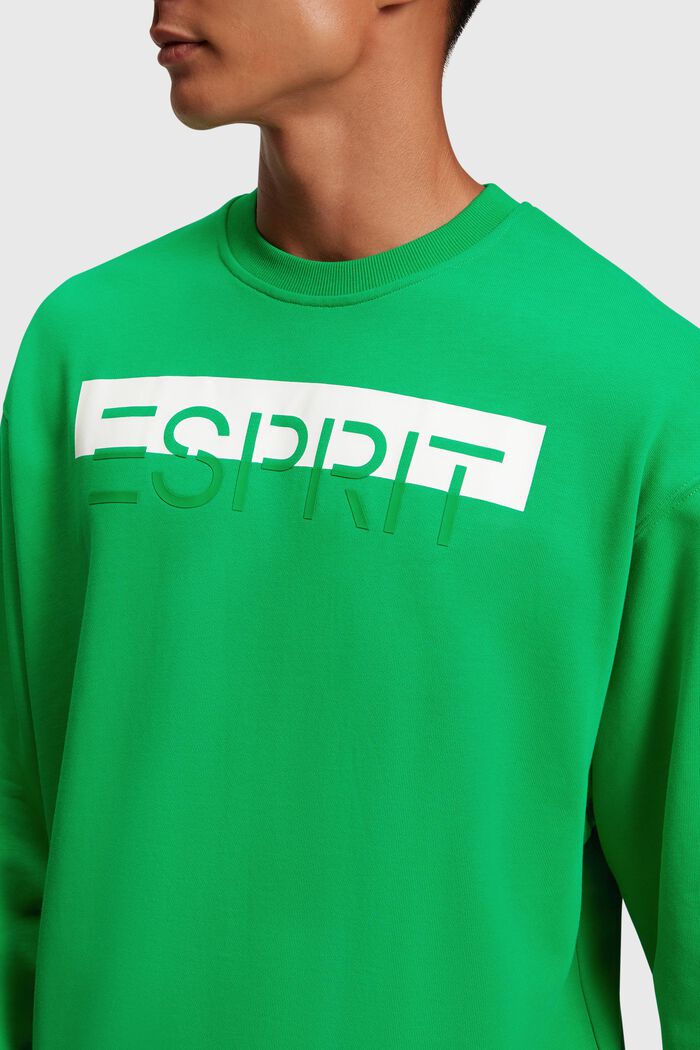 Matte shine logo applique sweatshirt, GREEN, detail image number 2