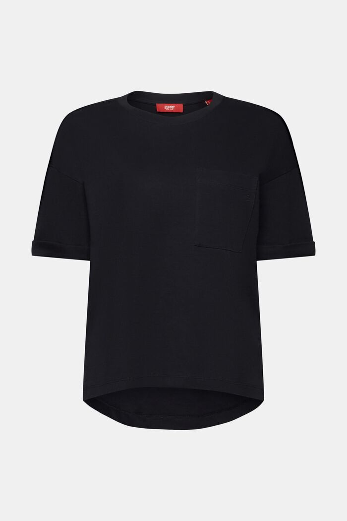 Crewneck T-shirt, 100% cotton, BLACK, detail image number 6