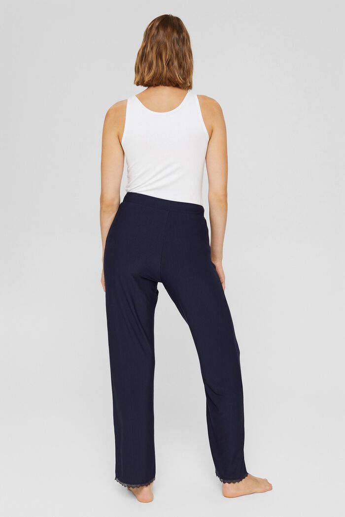 Pyjama bottoms with lace, LENZING™ ECOVERO™, NAVY, detail image number 3