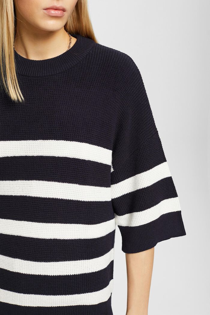 Striped knit jumper with cropped sleeves, NAVY, detail image number 2