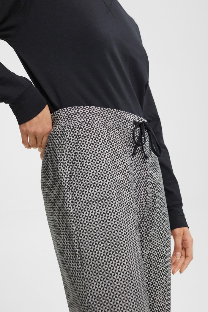 Printed jersey trousers with lace, BLACK, detail image number 2
