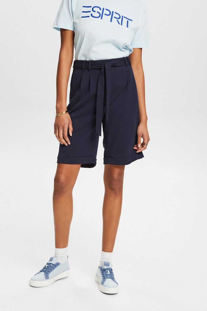 Bermuda shorts with waist pleats, NAVY, detail image number 0