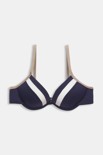 Tri-colour padded underwire bikini top