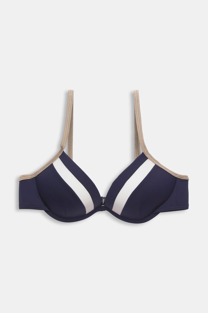 Tri-colour padded underwire bikini top, NAVY, detail image number 4