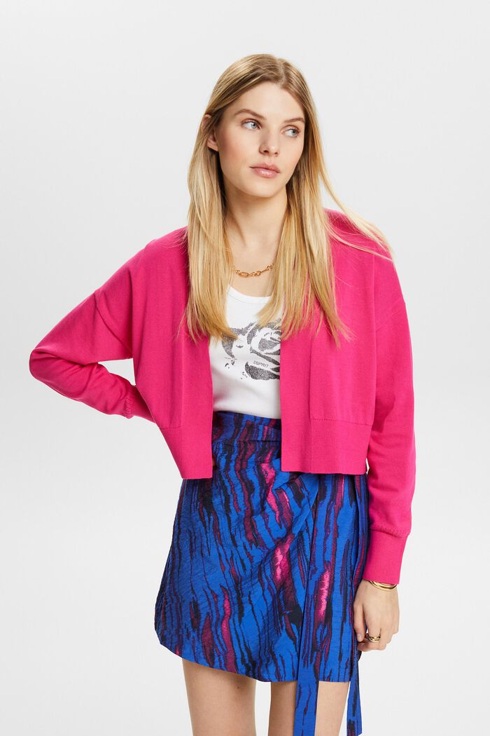 Open-Front Sweater Cardigan, PINK FUCHSIA, detail image number 0
