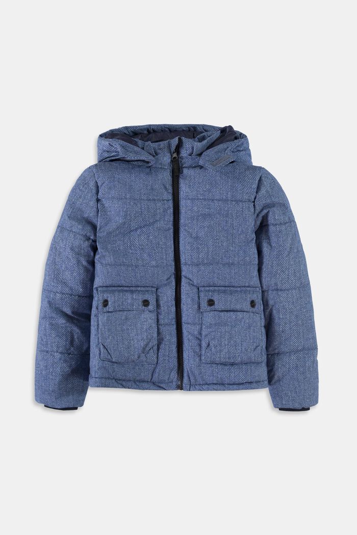 Quilted jacket with a hood and fleece lining, BLUE, detail image number 0