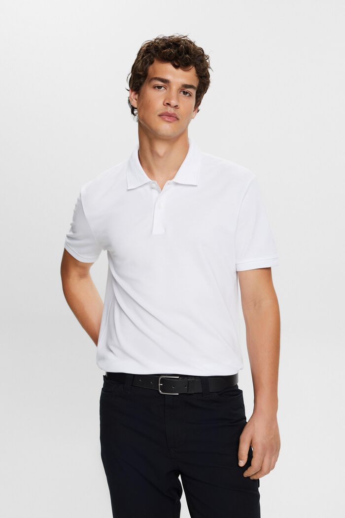 Pima Cotton Piqué Polo Shirt, WHITE, detail image number 2
