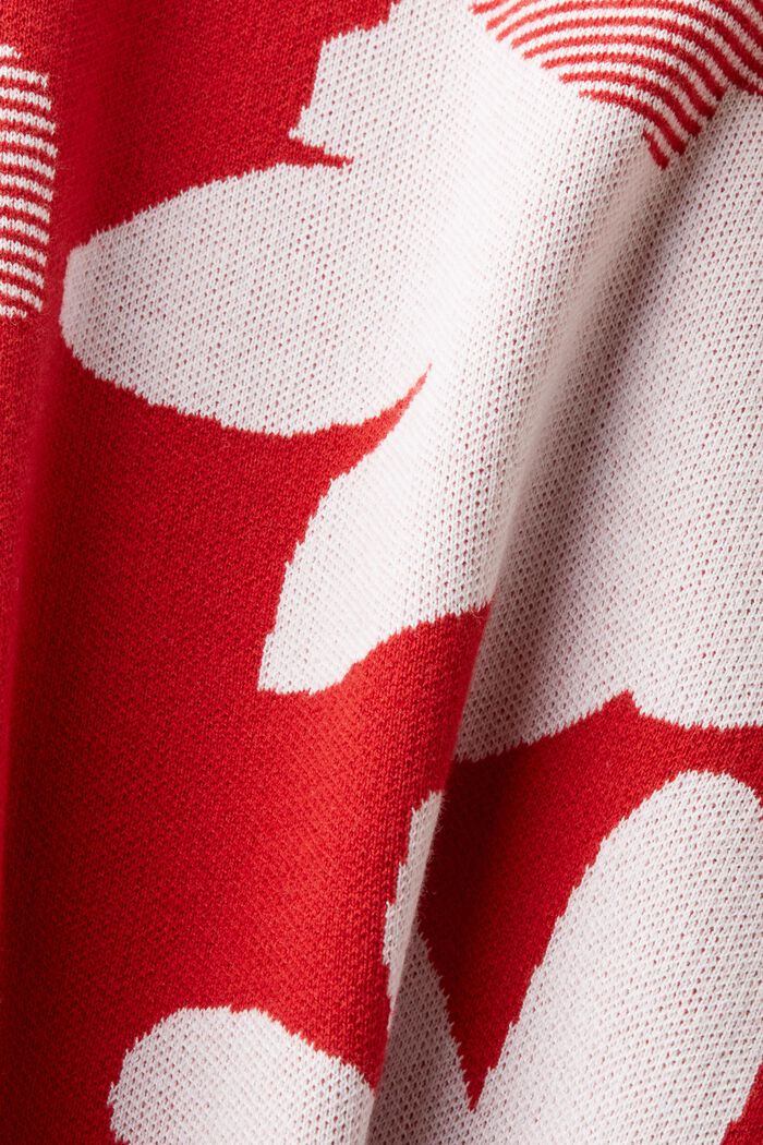 Jacquard Cotton Sweater, DARK RED, detail image number 5