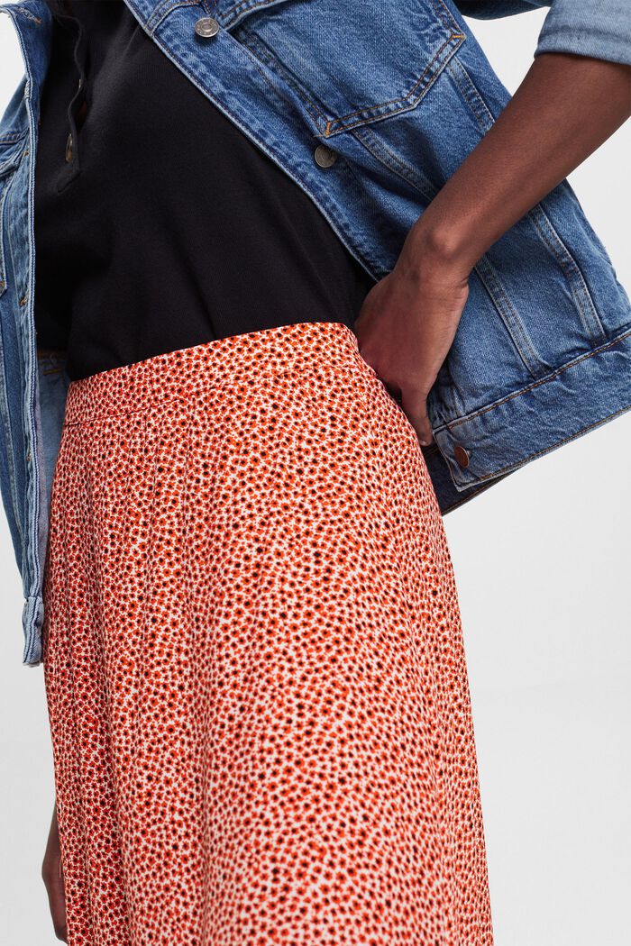 Midi skirt with all-over floral pattern, ORANGE RED, detail image number 2