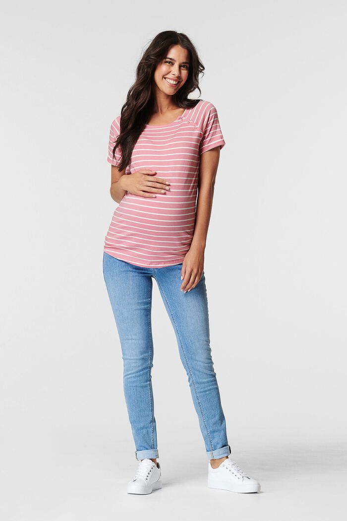 Striped T-shirt, made of organic cotton, LIGHT TAUPE, overview