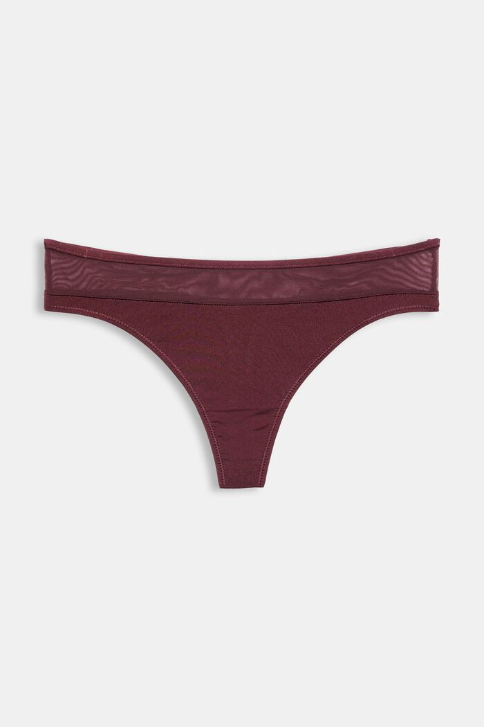 String thong with mesh waistband, BORDEAUX RED, detail image number 1