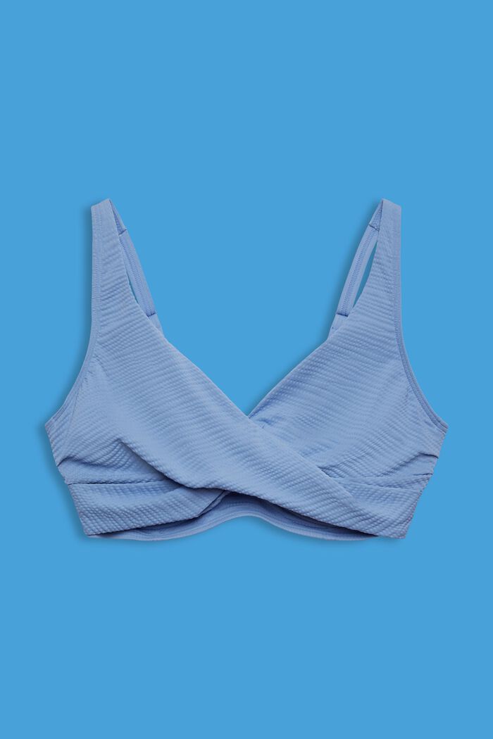 Wrap Front Underwire Bikini Top, LIGHT BLUE LAVENDER, detail image number 1