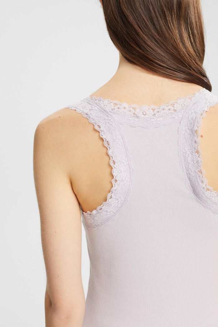 Sleeveless top with lace trim, LAVENDER, detail image number 0