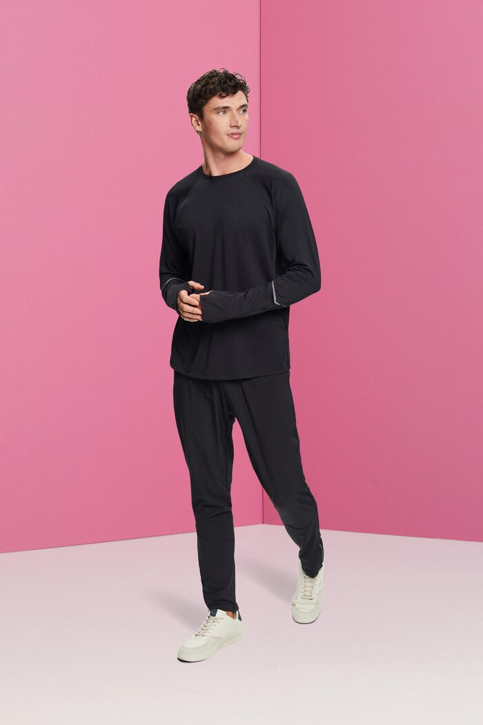 Long-sleeved top with thumb holes, BLACK, detail image number 1