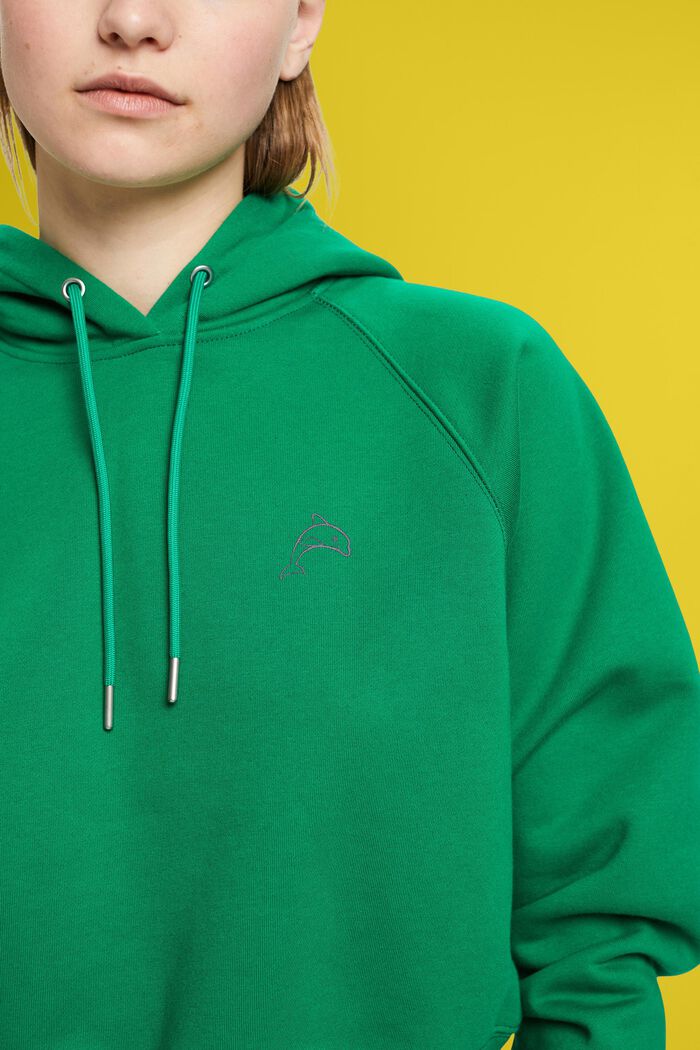 Cropped hoodie with dolphin logo, GREEN, detail image number 2