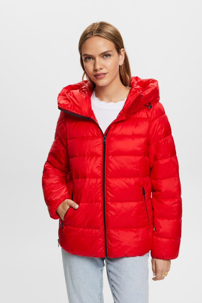 Recycled: puffer jacket with a hood, RED, detail image number 0