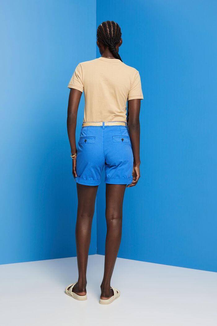 Shorts with braided raffia belt, BRIGHT BLUE, detail image number 3