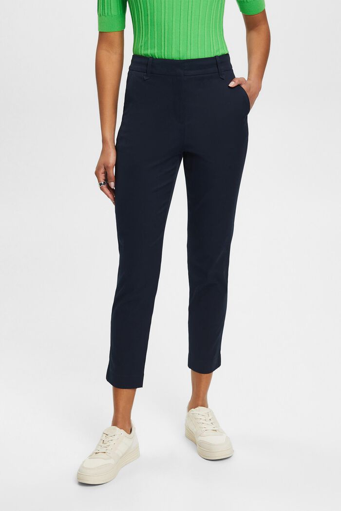 High-rise slim fit trousers, NAVY, detail image number 0
