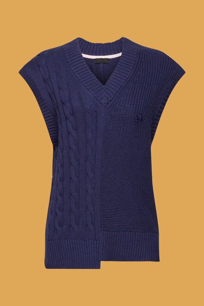 Mixed pattern chunky knit slipover, NAVY, detail image number 6