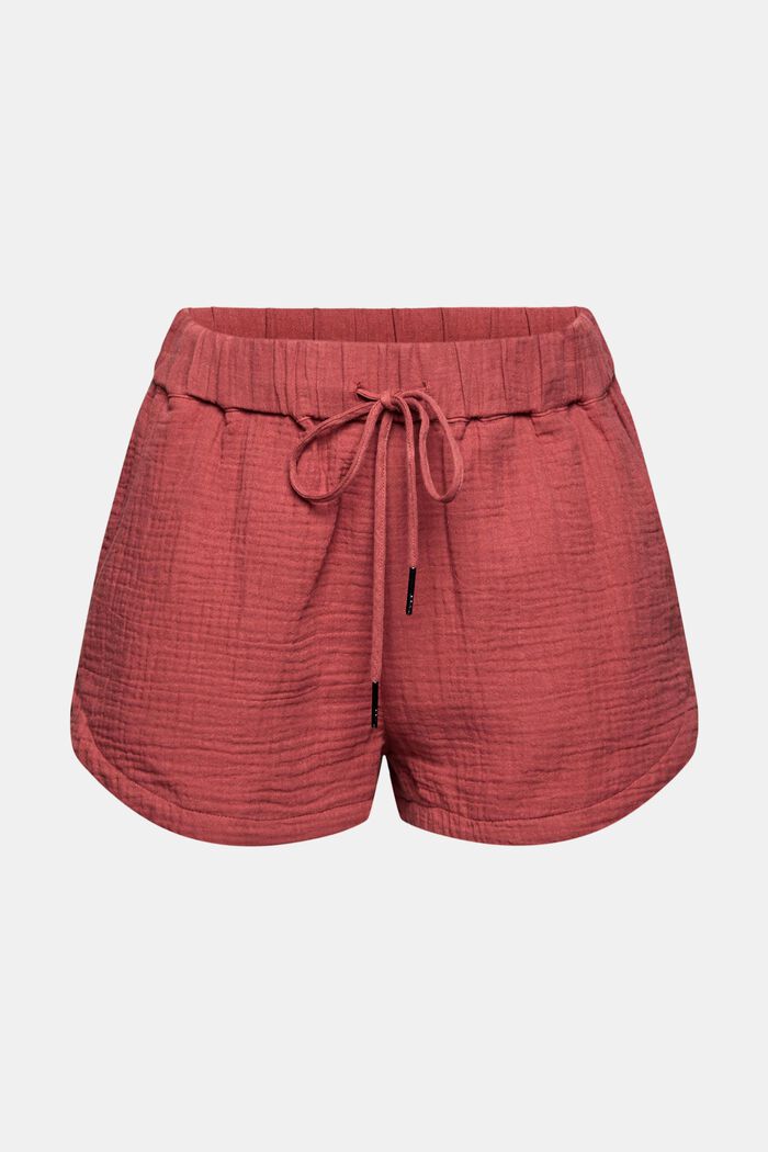Fabric shorts with a crinkle finish