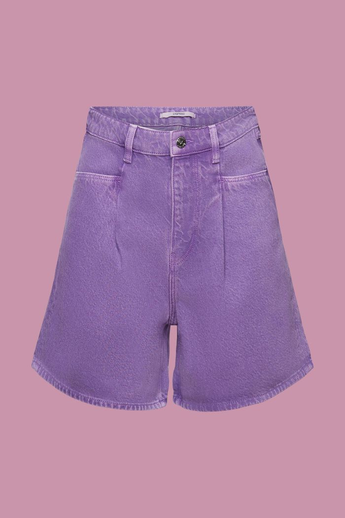 High-rise shorts with linen, PURPLE, detail image number 8